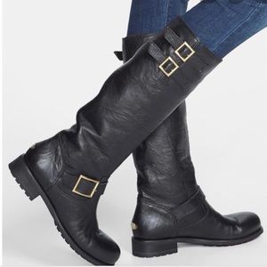 Jimmy Choo Soft Leather Moto Biker Boots